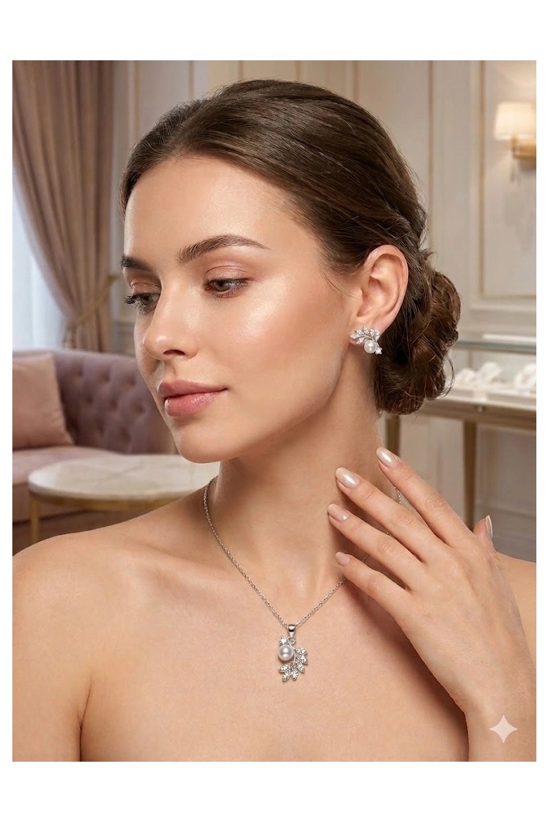 Aslanoğlu Store Inci Detaylı Yaprak Tasarımlı Set - SET0034