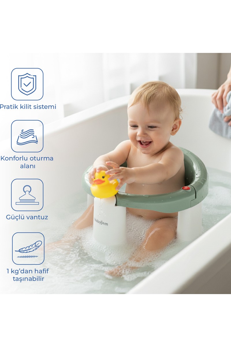 Babyjem Önden Açılır Banyo & Mama Oturağı Soft Yeşil