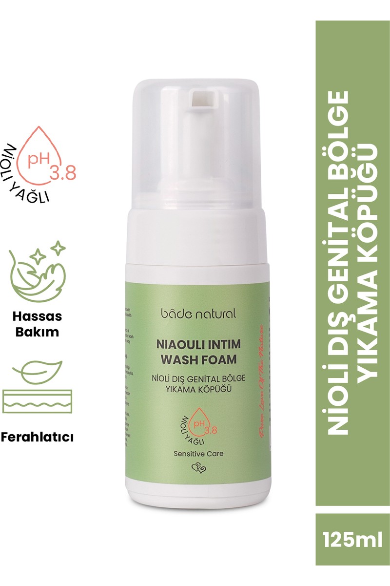 Bade Natural Nioli Yağlı Dış Genital Bölge Yıkama Köpüğü Ph 3.8 %100 Doğal 125 ml