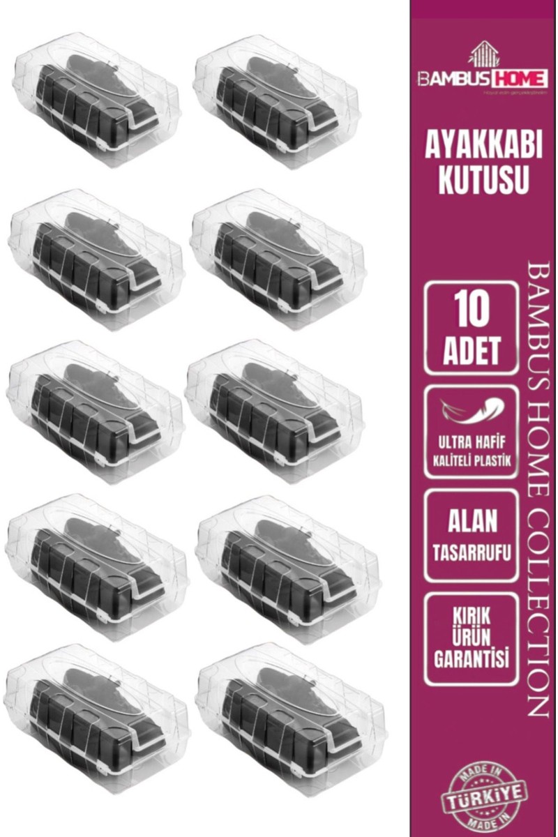 Bambus Home 10'lu Şeffaf Kadın Ayakkabı Kutusu