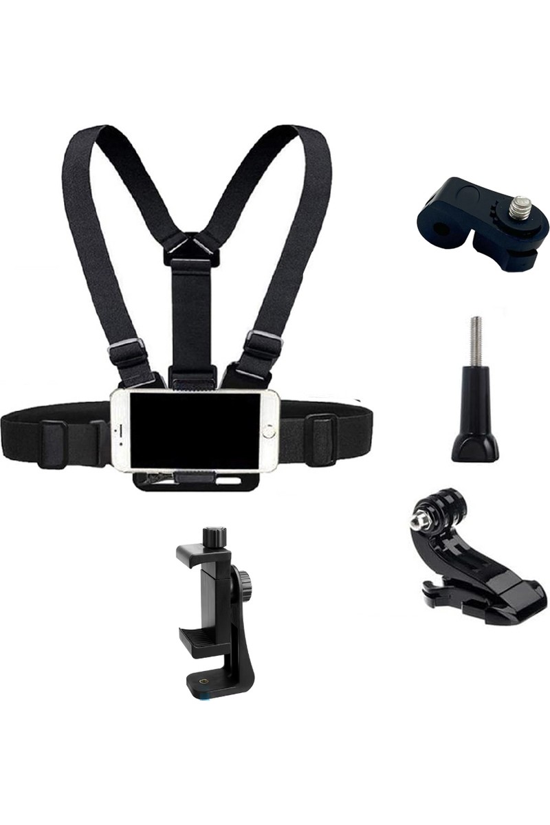 CoverZone 5 Parça Göğüs Bandı Aksiyon Kamera ve Telefon Tutucu – 360° Döner, Ayarlanabilir Harness, Spor ve Outdoor Kayıt İçin GoPro Uyumlu Chest Mount Holder | ZR1130