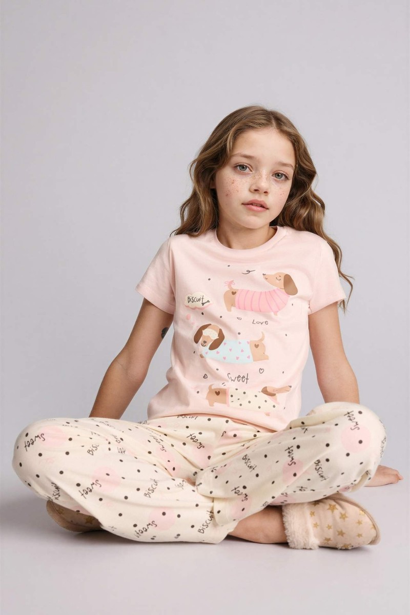 DeFacto Regular Fit 2'li Açık Pembe Pijama Takımı Kız Çocuk H0150A826SP
