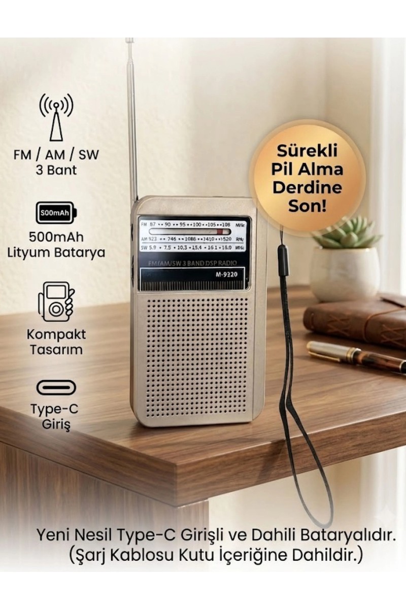 Dexxony Şarjlı Cep Radyosu FM AM SW 3 Bant DSP Çipli Deprem