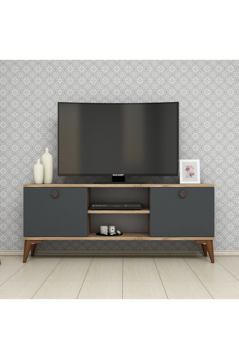 Ferniso Mobilya 120 cm Modern Tasarımlı Tv Ünitesi Açık Gri Suntalam Malzemeden Üretilmiştir