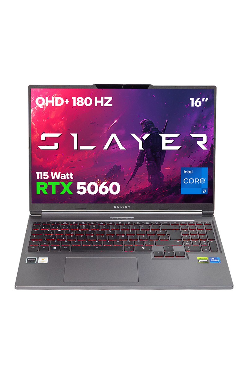 Game Garaj Slayer X7T-5060 C2 Intel Core I7 14650HX 32GB Ram 1tb SSD RTX5060 16" Qhd+ 180Hz IPS Freedos Gaming Laptop