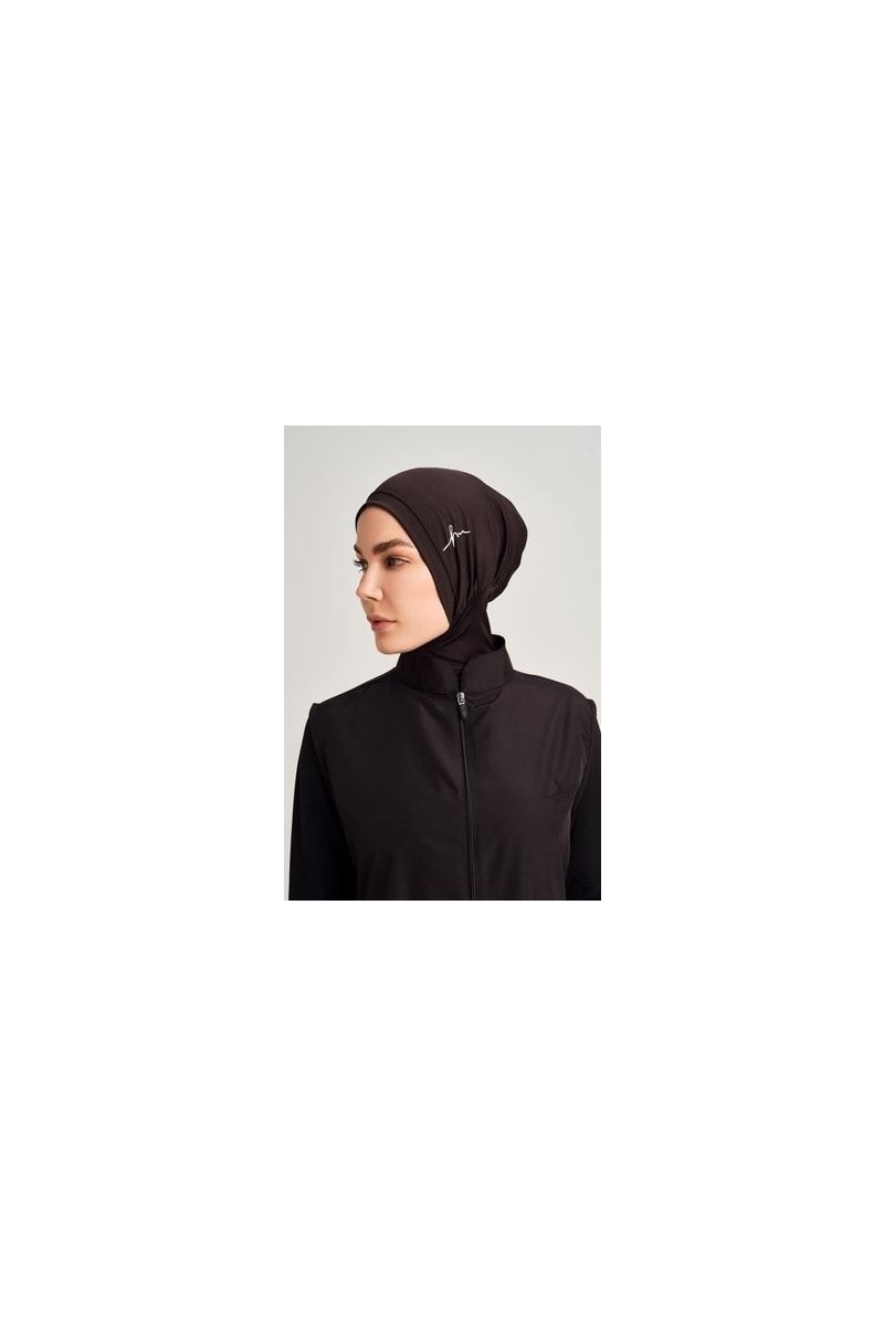 Haşema Siyah Tesettür Yüzücü Bone %100 Polyester Malzeme ile Esnek ve Nefes Alan Özellikte