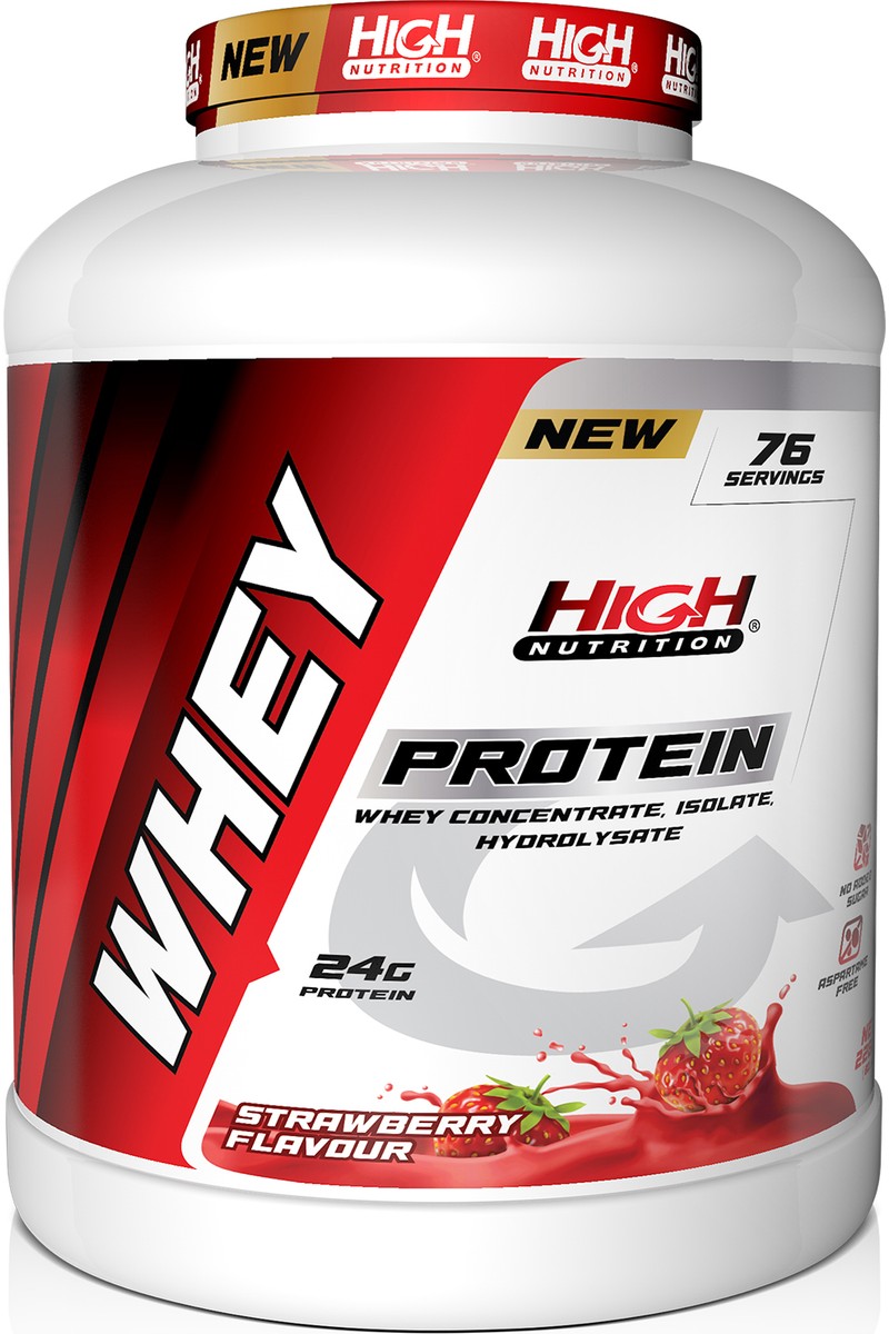 High Whey Protein Tozu 2280 gr Çilek Aromalı Protein Tozu 24 Gram Protein Kas Güç