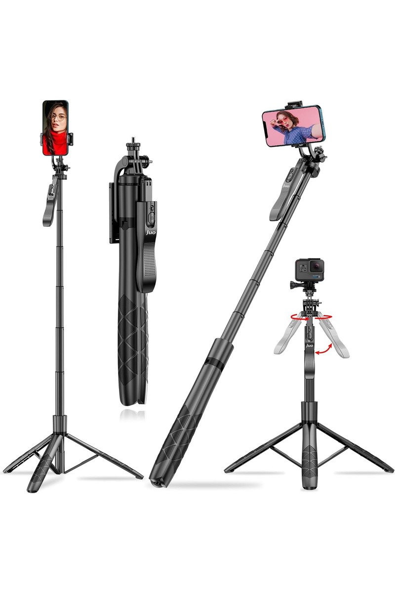 Juo JST40 Alüminyum Tripod Monopod Selfie Çubuğu Kumandalı Android iPhone Gopro Uyumlu
