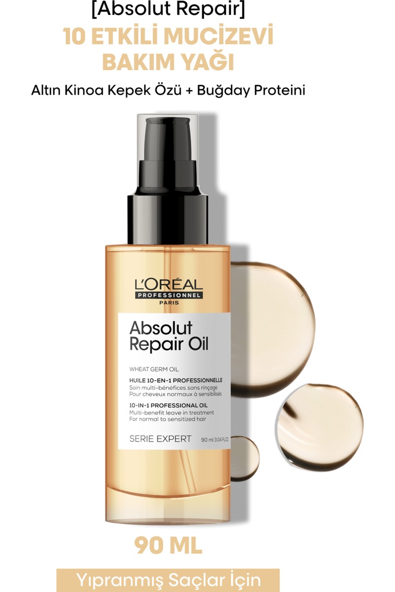 L'Oréal Professionnel L'oreal Professionnel Serie Expert Absolut Repair 10 in 1 Yıpranmış Saçlar için 10 Etkili Mucize Saç Bakım Yağı 90 ml