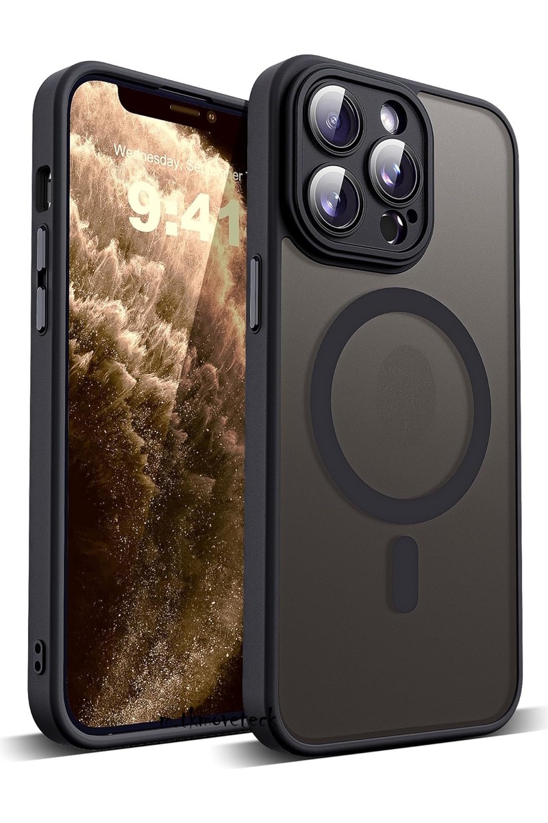 M.TK Moveteck Iphone 11 Pro Kılıf Mat Magsafe Wireless Şarj Özellikli Darbe Önleyici Hassas Butonlu Renkli Kenarlı Kapak + Lens Camı Hediyeli