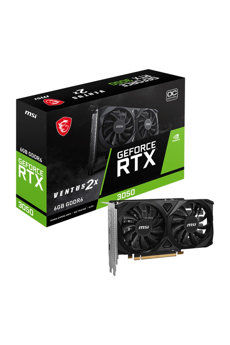 MSI Msı VGA Geforce Rtx 3050 Ventus 2x E 6g Oc RTX3050 6gb Gddr6 96B DX12 Pcıe 4.0 X8 (1xdp 2xhdmı)