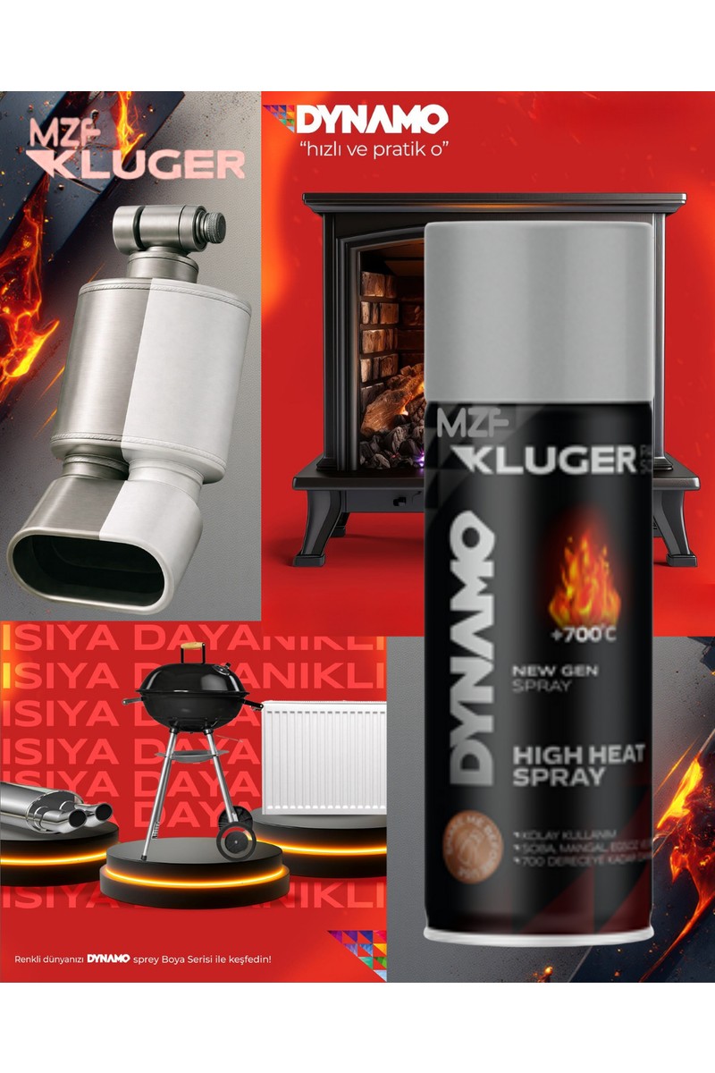 Mzf Kluger 700°C Isıya Dayanıklı Sprey Boya Gümüş
