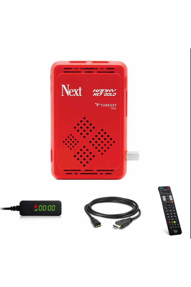 Next Kanky HD Gold Mini Uydu Alıcısı Full HD Görüntü Kalitesi ile USB Girişli Kırmızı Kasa