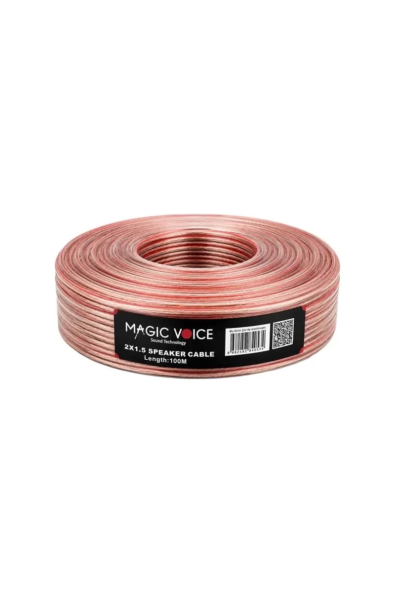 ÖNÇ - PRİME Magicvoice 2x1.50 Şeffaf Kırmızı Çizgili 100 Metre Hoparlör Kablosu