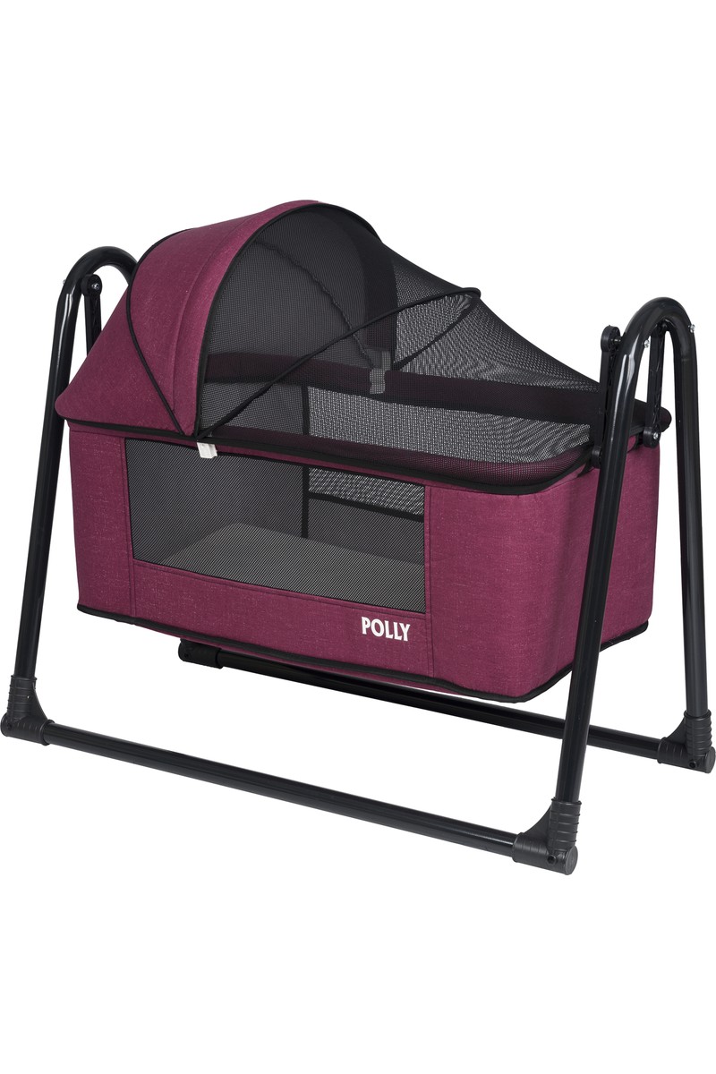 Polly Baby Keten Fileli Silinebilir Portatif Sallanır Anne Yanı Beşik Sepet Beşik Hamak Beşik Mürdüm