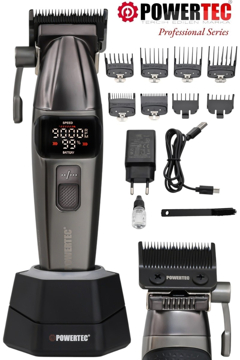 Powertec TR-4646 Profesyonel Saç Sakal Tıraş Makinesi ( 0.5mm Tarak Dahil )