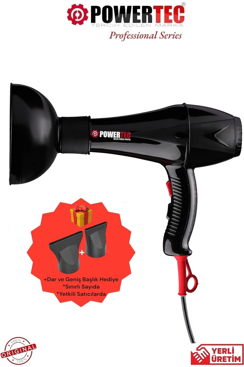 Powertec TR-901 Fön Makinesi + Vigo Başlık Profesyonel Saç Kurutma & Fön Makinesi