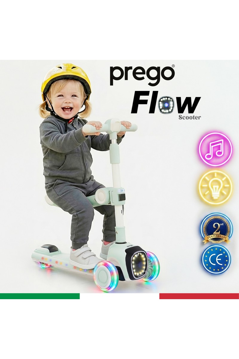Prego Flow Müzikli Işıklı Oturaklı Çocuk Scooter Katlanabilir - Yükseklik Ayarlı