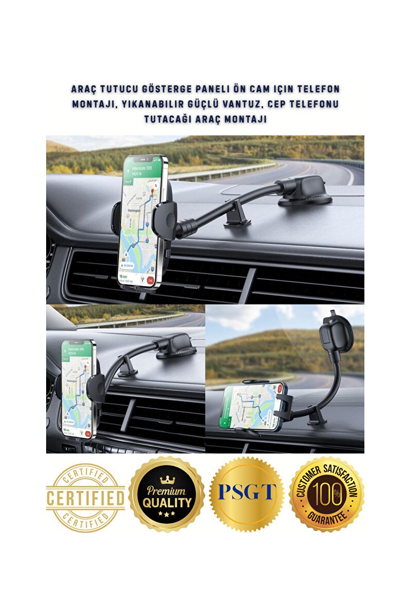 PSGT Araç Telefon Tutacağı Öncam Montajı, Evrensel Uzun Kol Ön Cam,van,suv,kamyonet Için Telefon Tutacağı