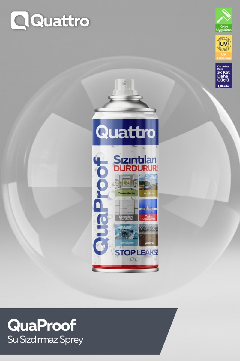 Quattro Su Sızdırmaz Sprey 500 ml Şeffaf Renk ile Kolay Uygulama ve Yüksek Kapatıcılık