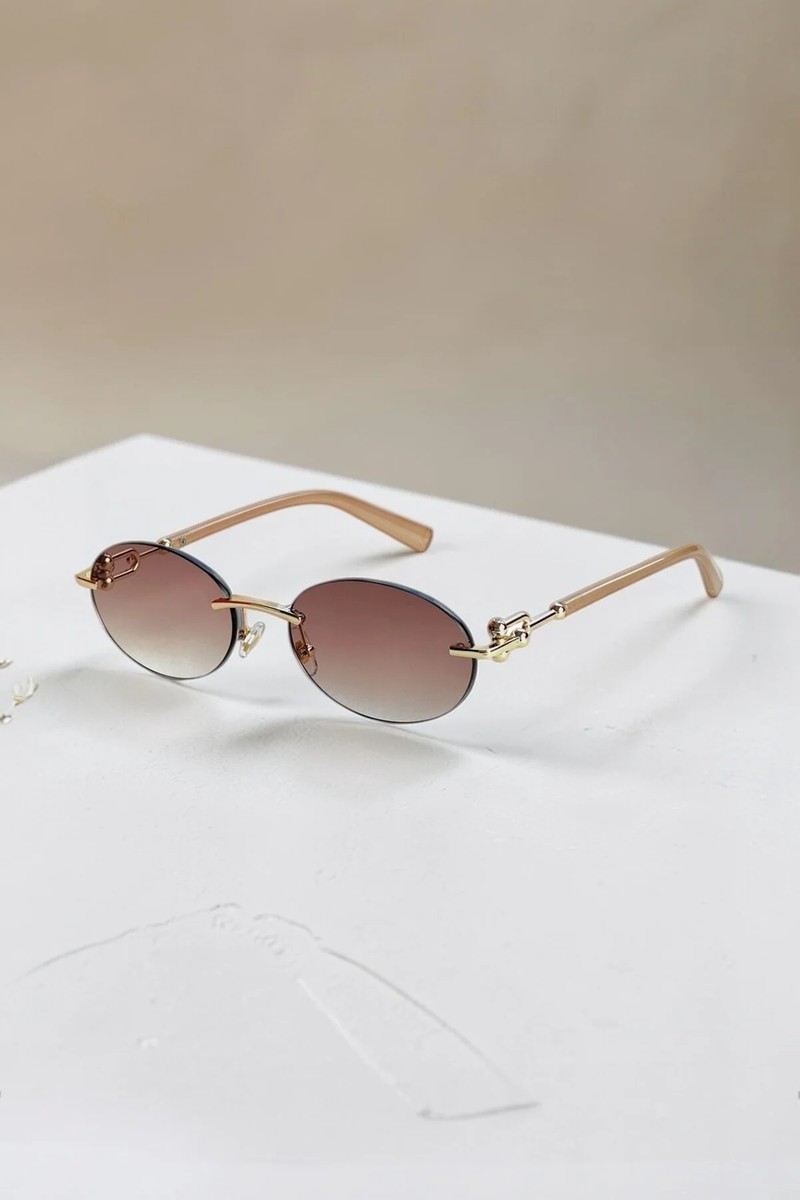 Ren Eyewear DERLA Metal Oval Kadın Güneş Gözlüğü Mavi Cam Detaylı UV400 Korumalı