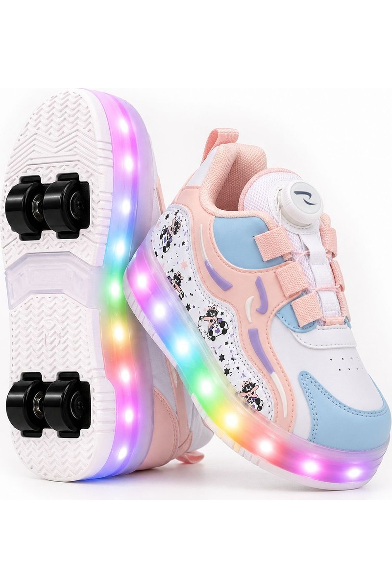 Rocky Sport Nils Kız Çocuk Patenli, Işıklı Rahat Pembe Spor ve Günlük Ayakkabı&sneaker | Yeni Model Tarz Patenli Kaykay Ayakkabı