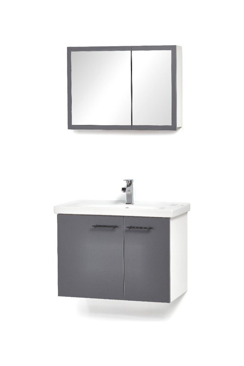 Saydam Banyo Yasmin 80 cm Alt Üst Banyo Dolabı Takımı (Granit Lavabo)