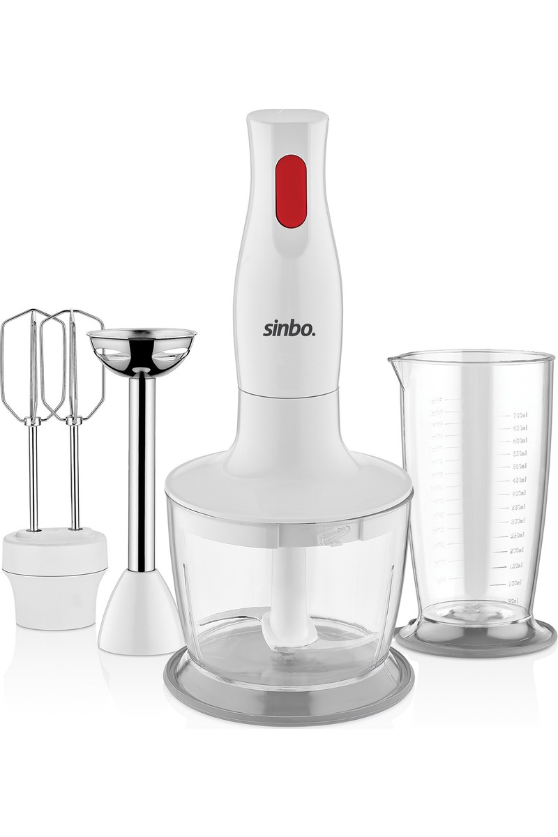 Sinbo SHB-3147 400 Watt El Tipi Blender Seti Beyaz Renk 700 ml Ölçü Kabı ve 600 ml Doğrayıcı