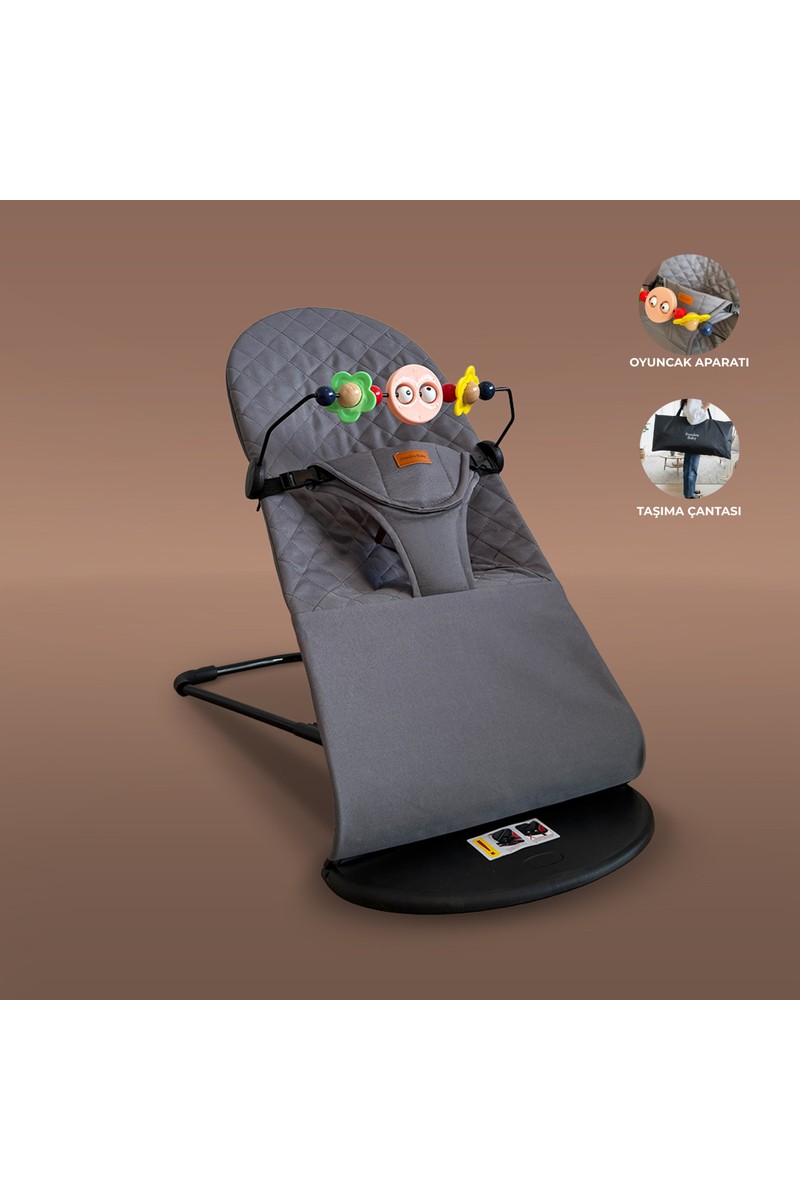 Sweden Baby Premium Cotton Üç Kademeli Oyuncaklı Sallanan Ana Kucağı – Katlanır ve Taşıma Çantalı