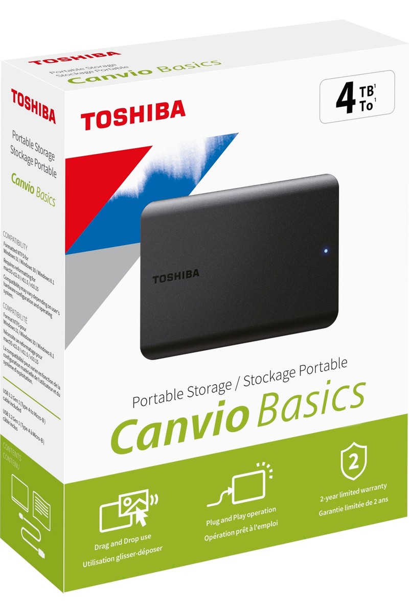 Toshiba 4TB Canvio Basic 2.5" Gen1 USB 3.2 Harici Harddisk (HDTB540EK3CA)