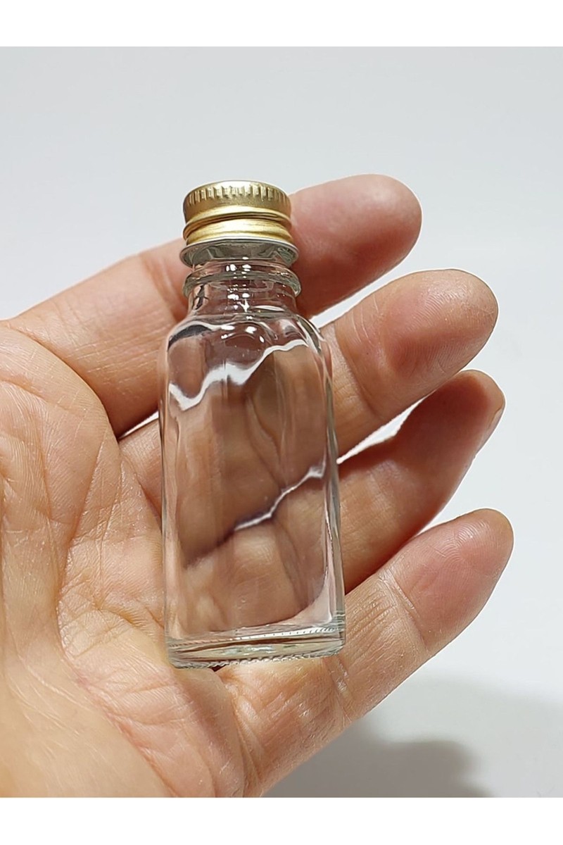 Wellline Gold Kapaklı 10 Adet Tıpalı Boş Şişe Doldurulabilir Cam Parfüm Şişesi 20 ml Düz Desenli