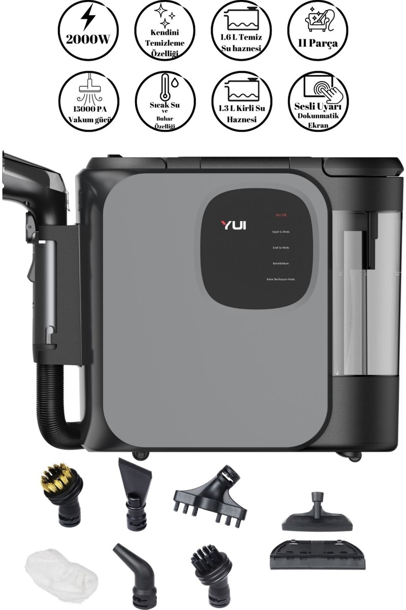 Yui X300 Pro Max 2000 W Buharlı Halı ve Koltuk Yıkama Makinesi-Buharlı Temizlik Makinesi